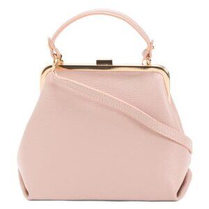 PERSAMAN NEW YORK Made In Italy Leather Kisslock Satchel With Shoulder Strap